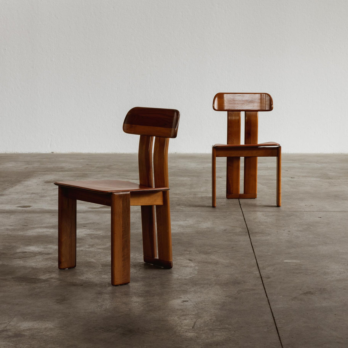 Mario Marenco "Sapporo" Dining Chairs for Mobil Girgi, Reddish Brown Leather, 1970