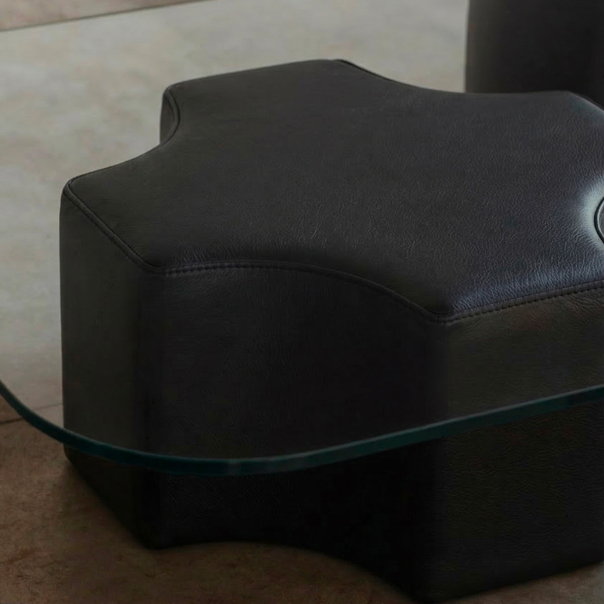 Guido Faleschini Coffee Table for Mariani, black leather, 1970s