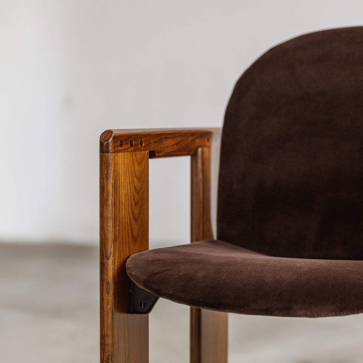 Afra & Tobia Scarpa "Dialogo" Dining Chairs for B&B Italia, Dark Brown Velvet, 1973, Set of 6
