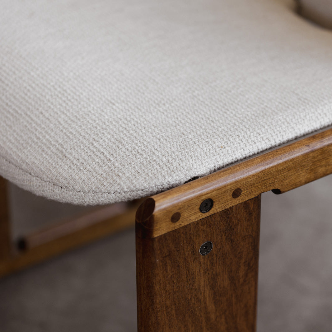 Afra & Tobia Scarpa "Dialogo" Dining Chairs for B&B Italia, White Linen, 1973, Set of 6