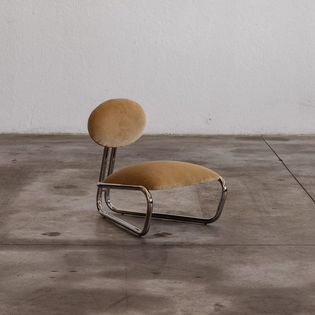 Modernist Lounge Chairs, Camel Velvet, 1970s, Set of 2