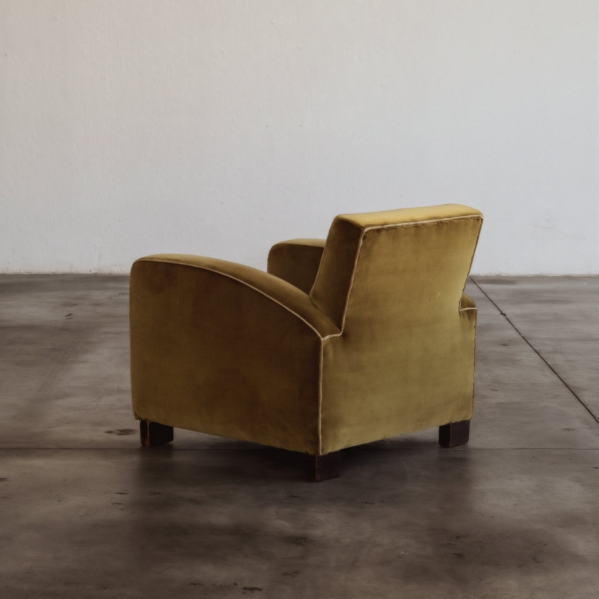 Jacques Adnet Club Armchairs, Musk Green Velvet, 1930s, Set of 2