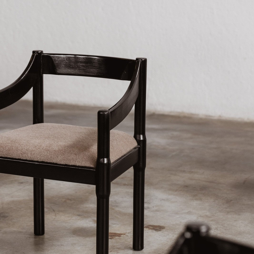 Vico Magistretti "Carimate" Dining Chairs for Cassina, Taupe Alpaca Velvet, 1960, Set of 6