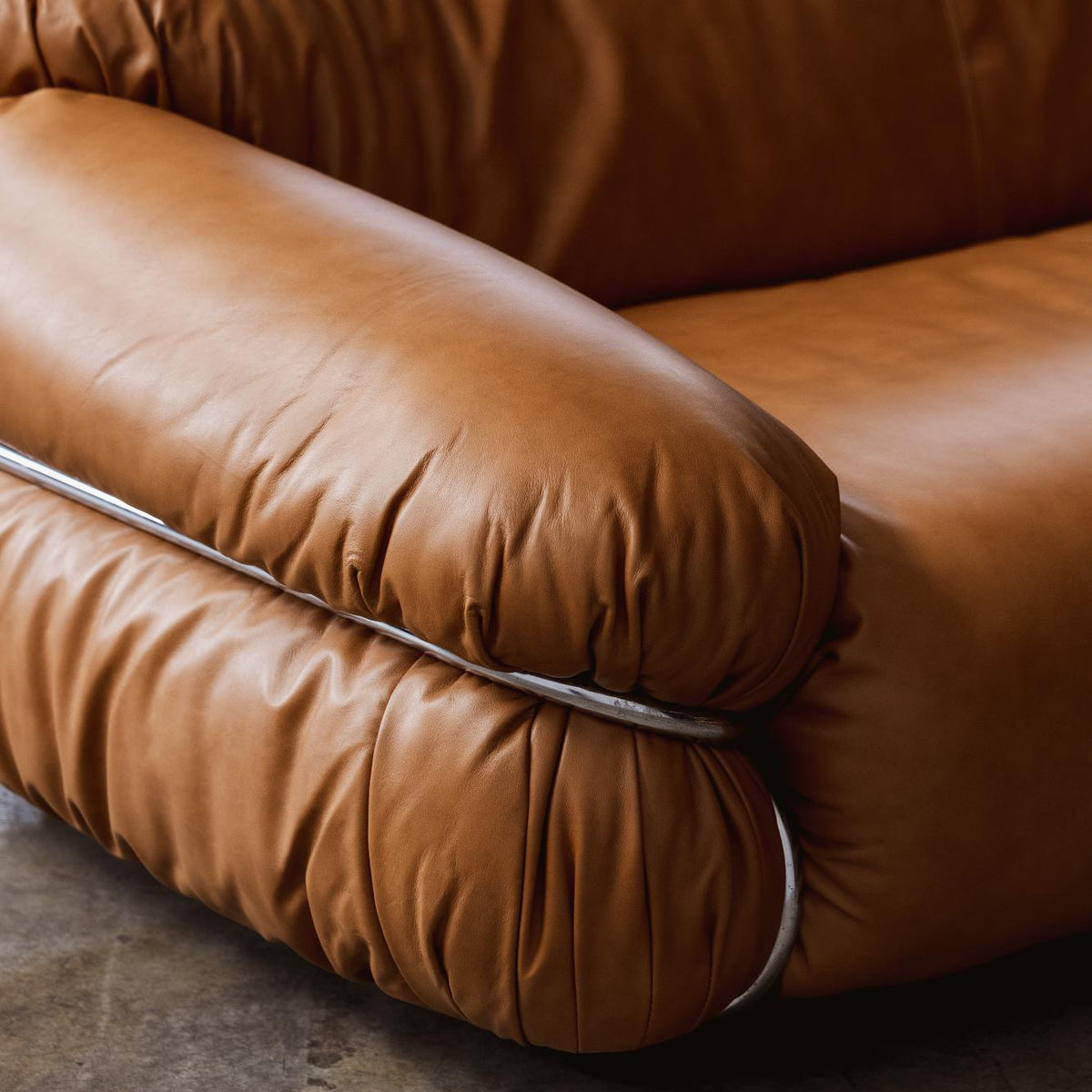 Gianfranco Frattini "Sesann" Sofa for Cassina, Cognac Leather, 1969
