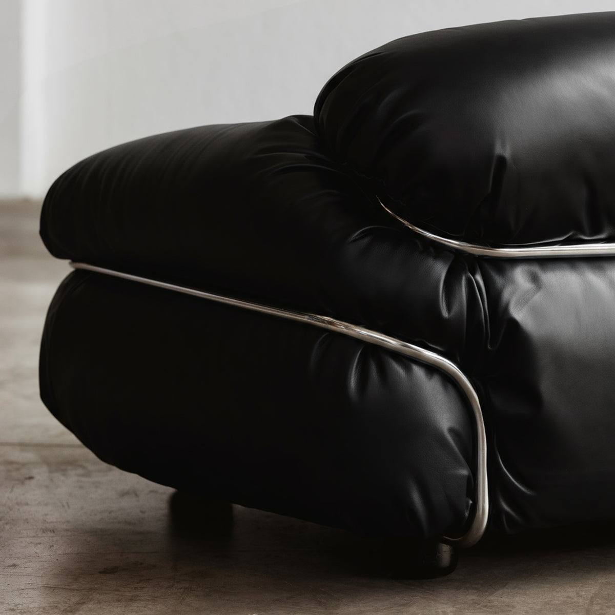Gianfranco Frattini "Sesann" Sofa for Cassina, Black Leather, 1969