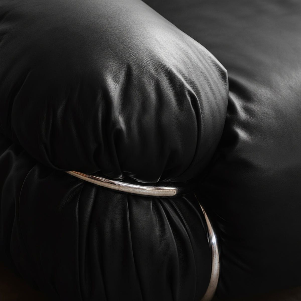 Gianfranco Frattini "Sesann" Sofa for Cassina, Black Leather, 1969