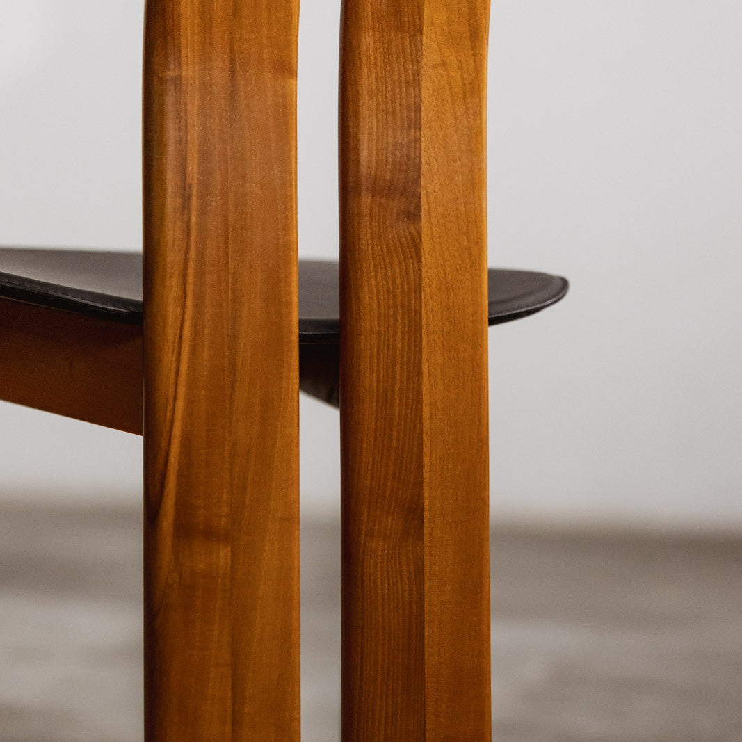 Mario Marenco "Sapporo" Dining Chairs for Mobil Girgi, Black Leather 1970, Set of 12