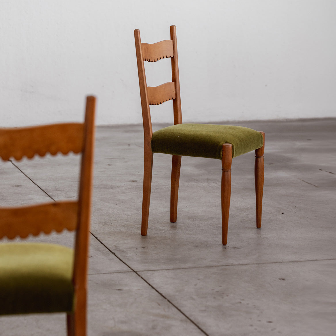 Paolo Buffa Dining Chairs for Marelli & Colico, Green Velvet, 1951, Set of 6