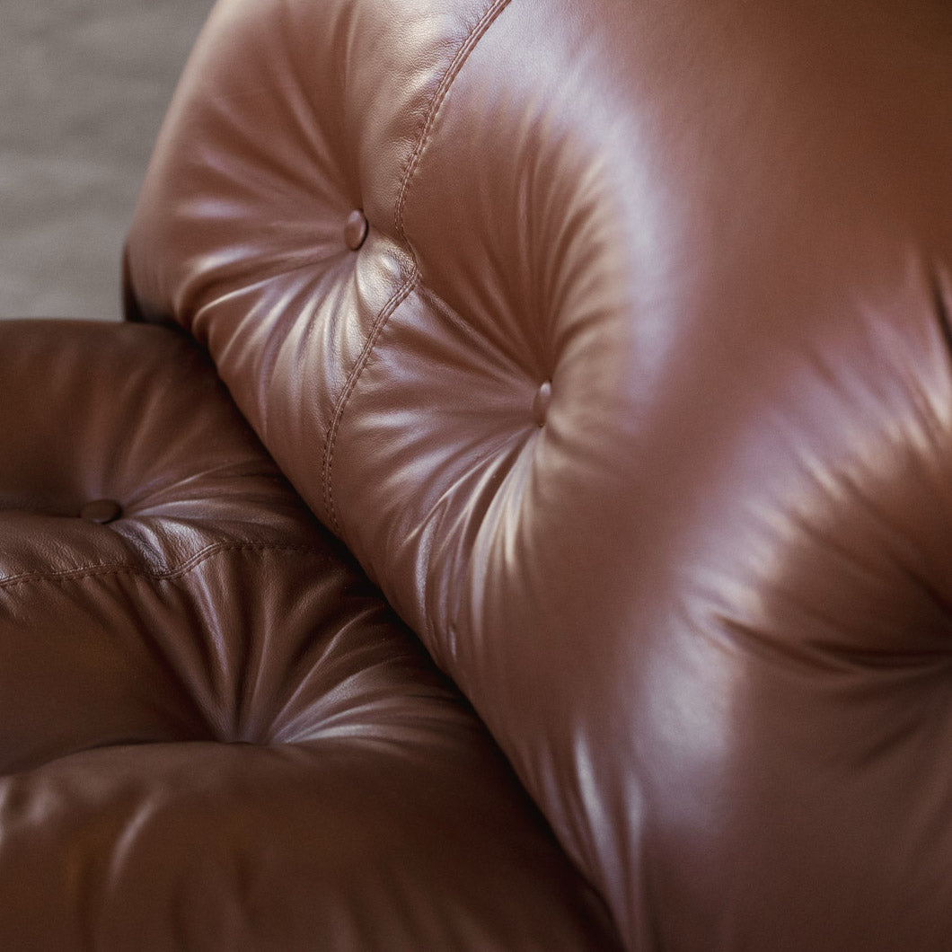 Afra & Tobia Scarpa "Soriana" Easy Chairs for Cassina, Brown Leather, 1969