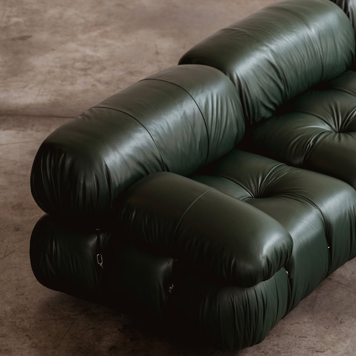 Mario Bellini "Camaleonda" Modular Sofa for B&B Italia, Dark Green Leather, 1970