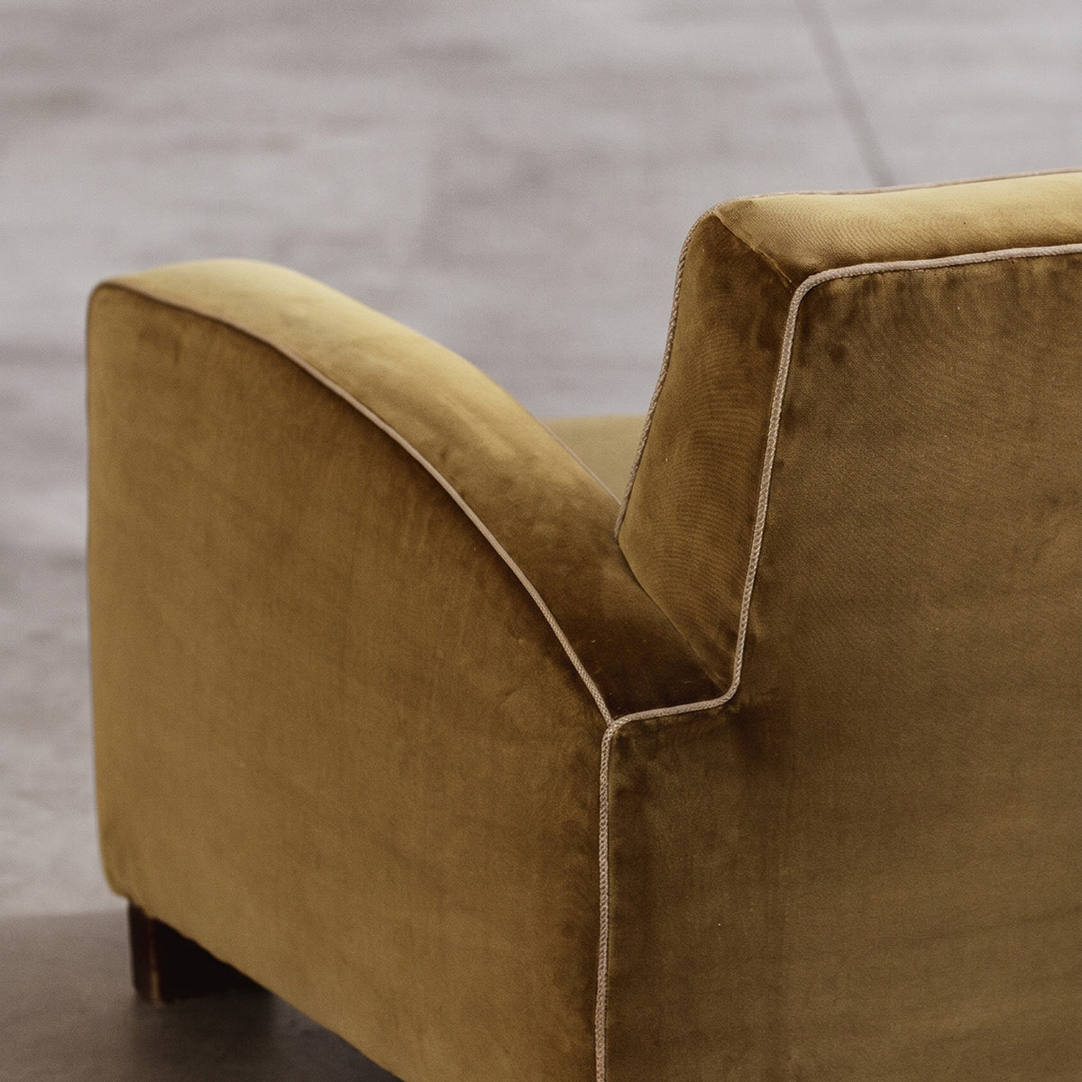 Jacques Adnet Club Armchairs, Musk Green Velvet, 1930s, Set of 2