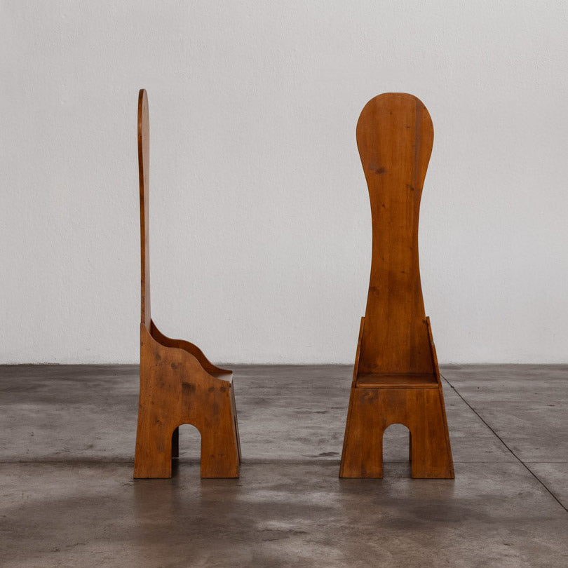 Mario Ceroli "Fratina" Sculptural Chairs for Poltronova, 1972