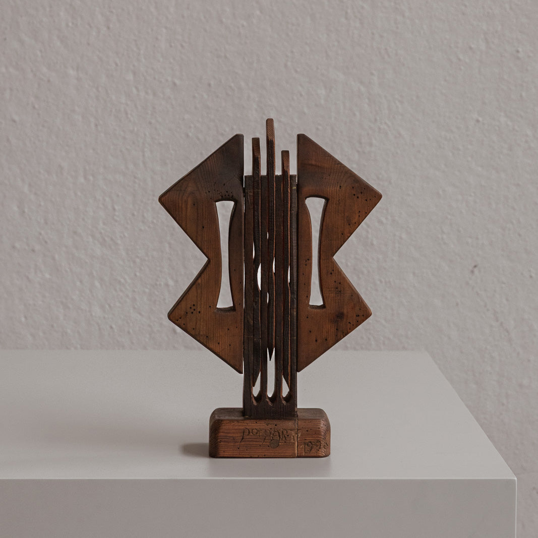 Geometric Totemic Wooden Sculpture, Italy, 1970s