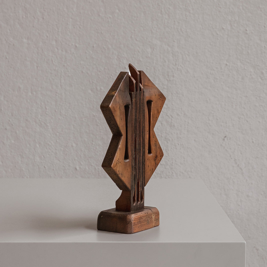 Geometric Totemic Wooden Sculpture, Italy, 1970s
