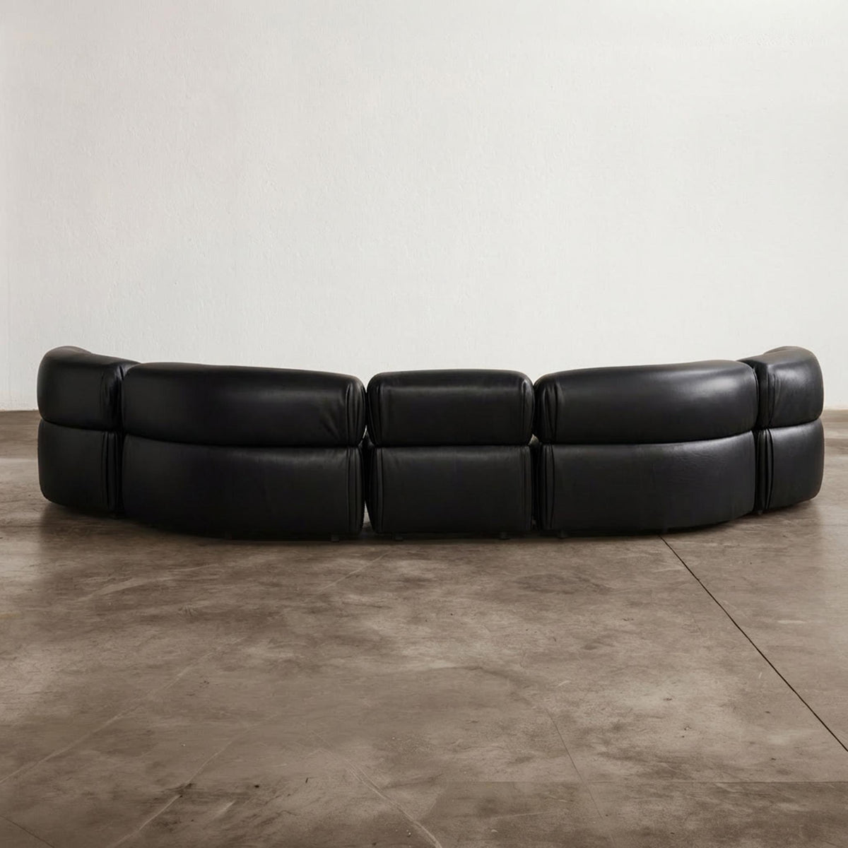 De Sede “DS-28 Cosmos” Modular Sofa for De Sede, Black Leather, Switzerland, 1970, Set of 5