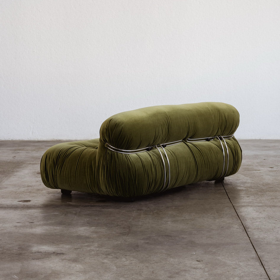 Afra & Tobia Scarpa "Soriana" Sofa for Cassina, Green Velvet, 1969