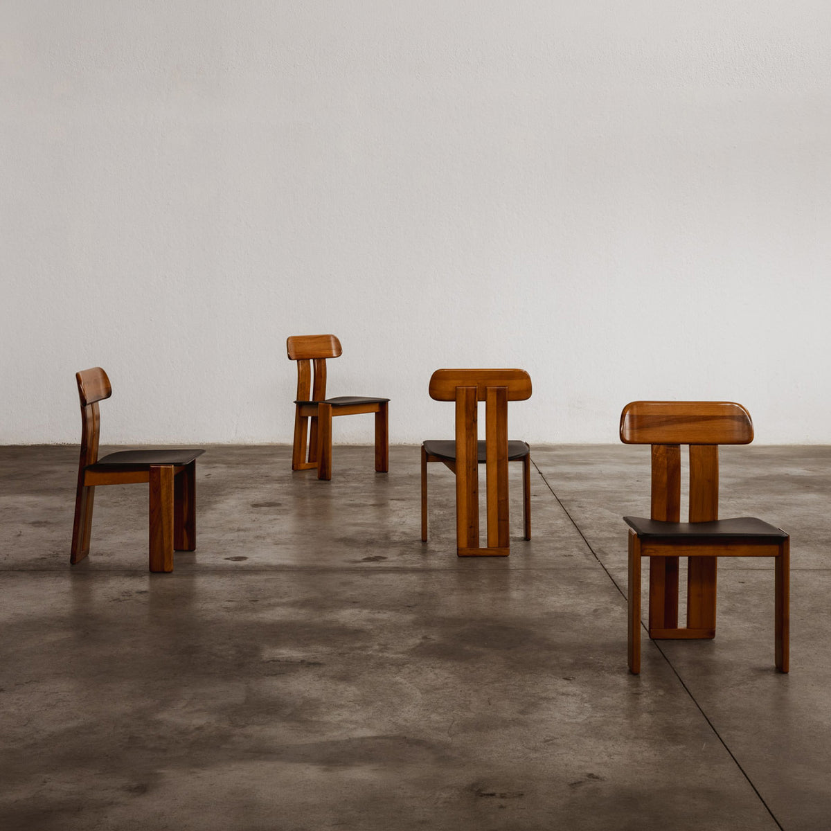 Mario Marenco "Sapporo" Dining Chairs for Mobil Girgi, Black Leather 1970, Set of 12