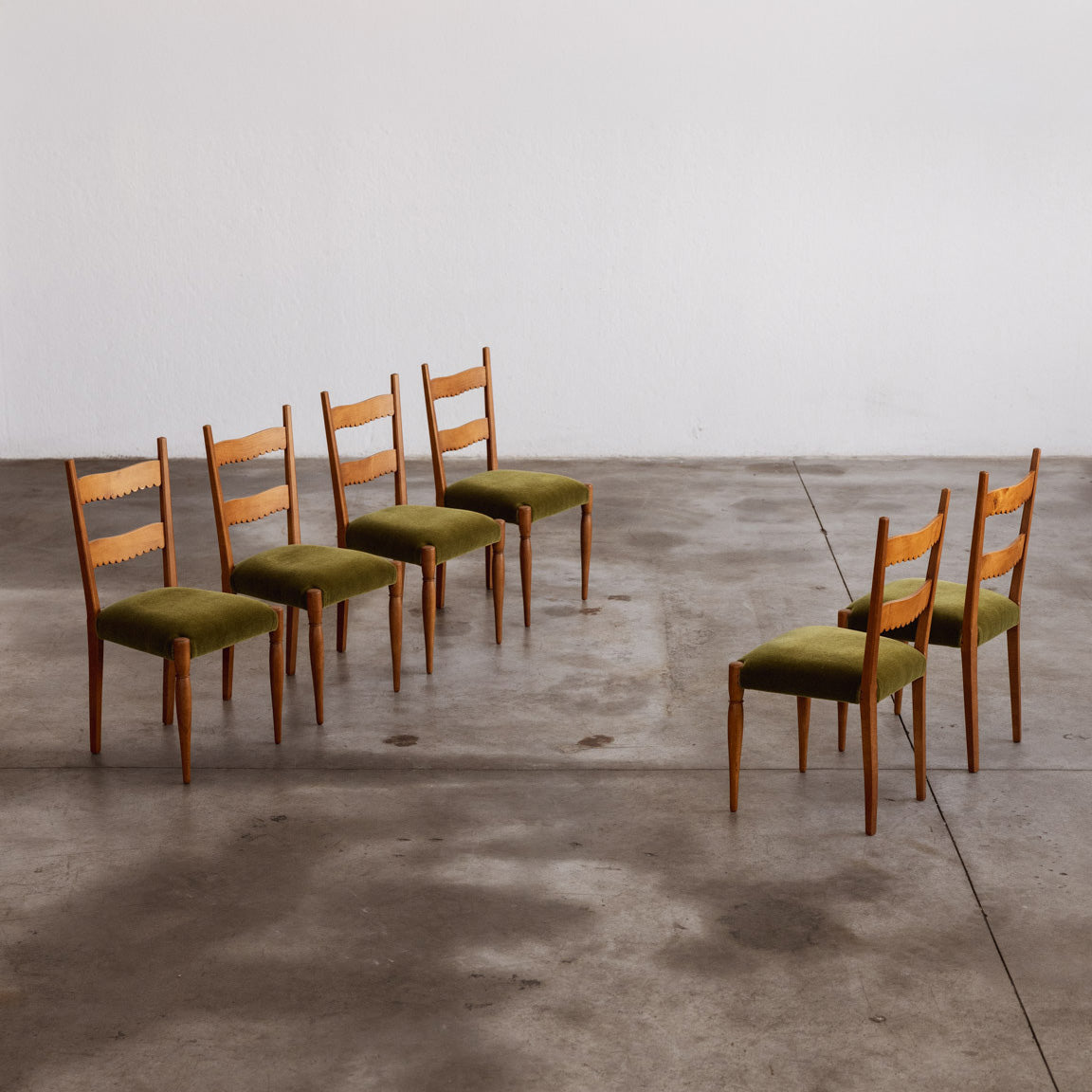 Paolo Buffa Dining Chairs for Marelli & Colico, Green Velvet, 1951, Set of 6