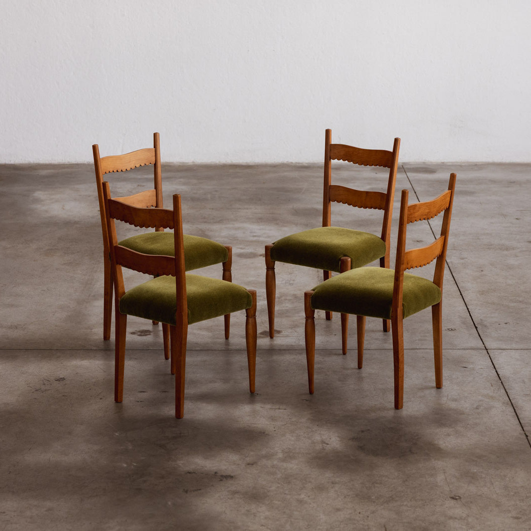 Paolo Buffa Dining Chairs for Marelli & Colico, Green Velvet, 1951, Set of 6