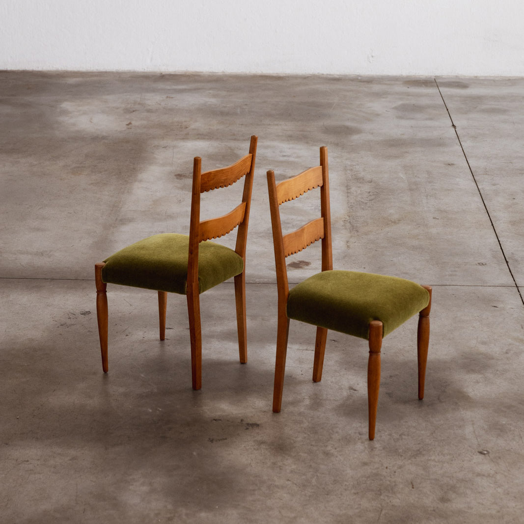 Paolo Buffa Dining Chairs for Marelli & Colico, Green Velvet, 1951, Set of 6