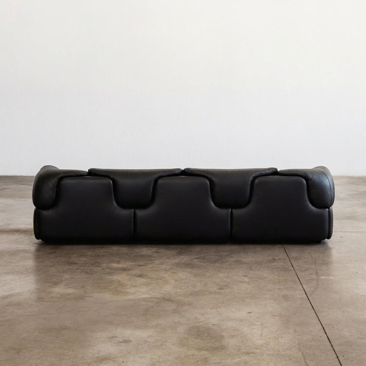 Alberto Rosselli “Confidential” Modular Sofa for Saporiti, Black Leather, 1972