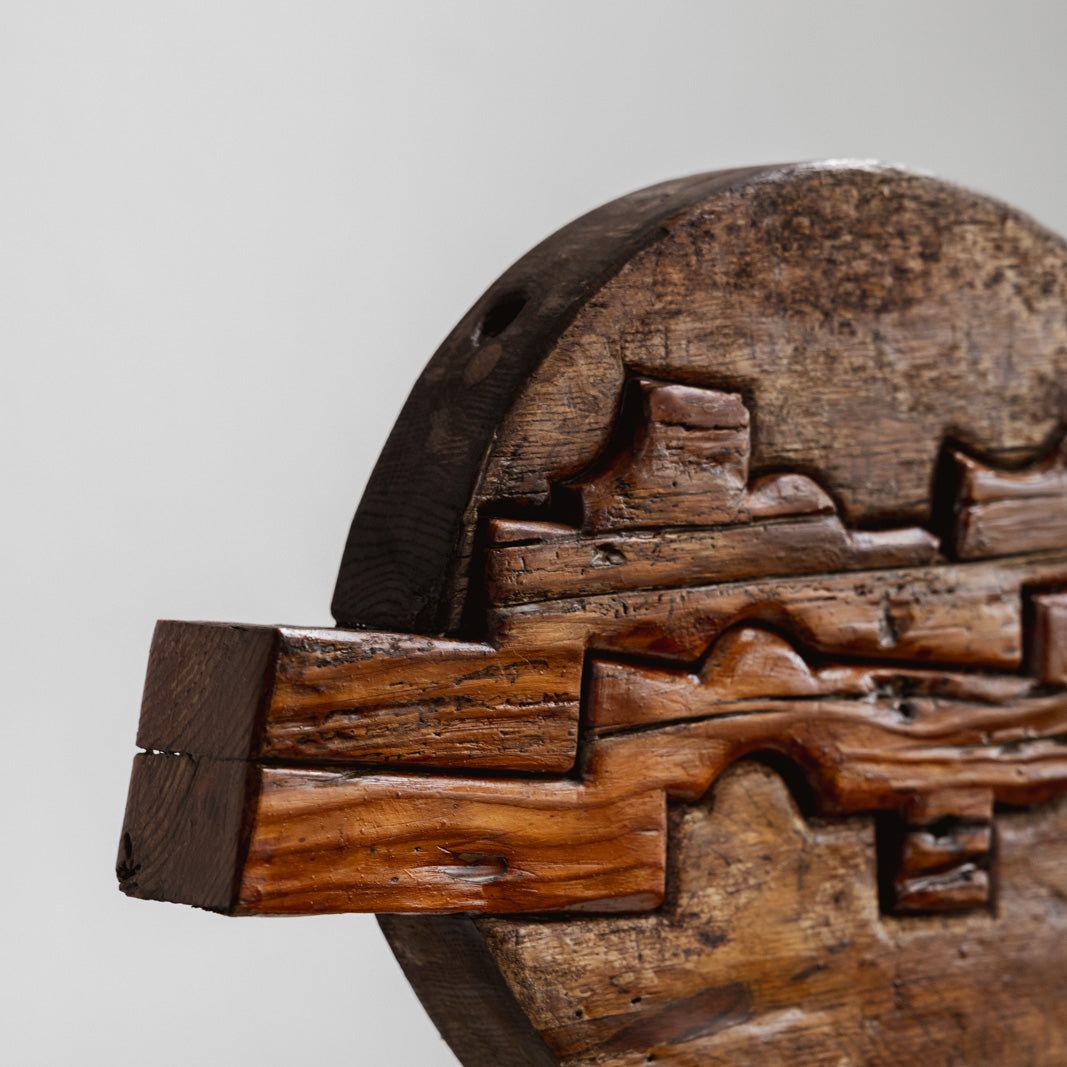 Modernist Abstract Wooden Sculpture, Italy, 1970s