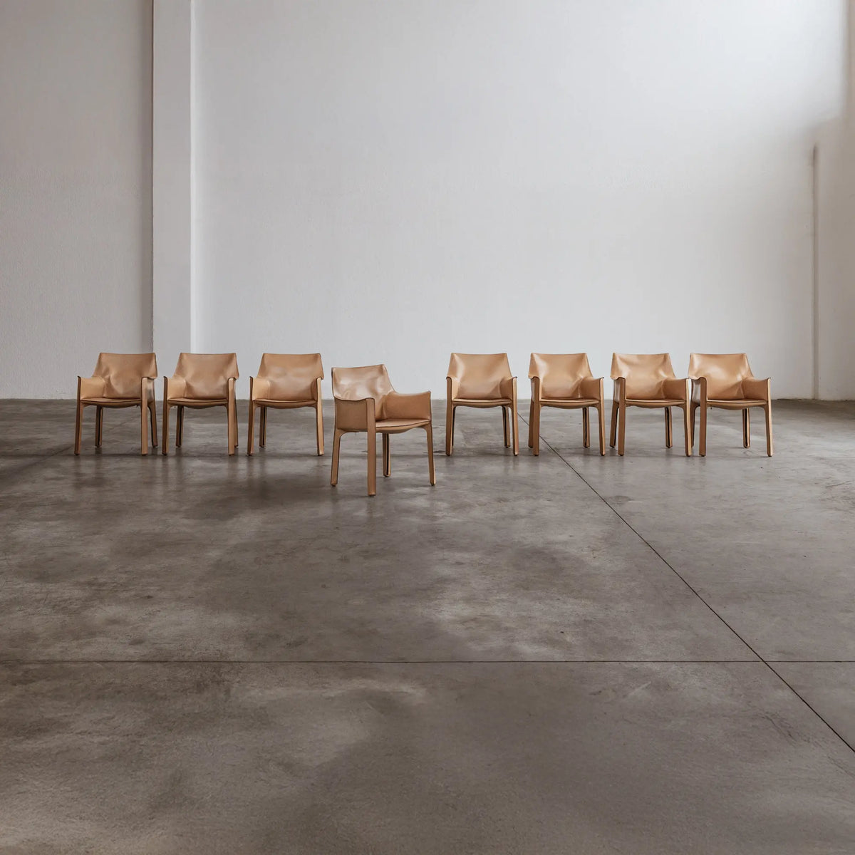 Mario Bellini "CAB 413" Dining Chairs for Cassina, Natural Leather, 1977