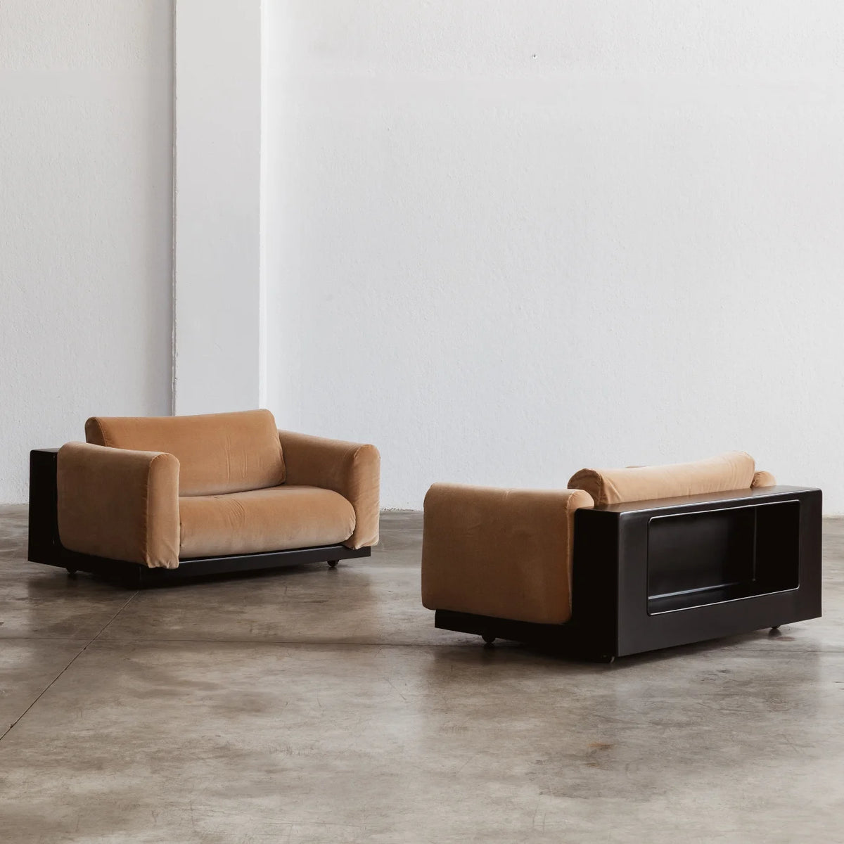 Cini Boeri "Gradual System" Armchairs for Gavina, Camel Velvet, 1970