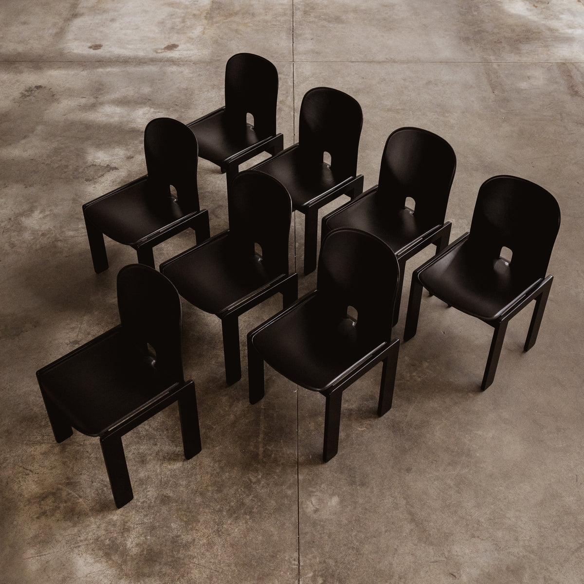 Afra & Tobia Scarpa "121" Dining Chairs for Cassina, Total black, 1965