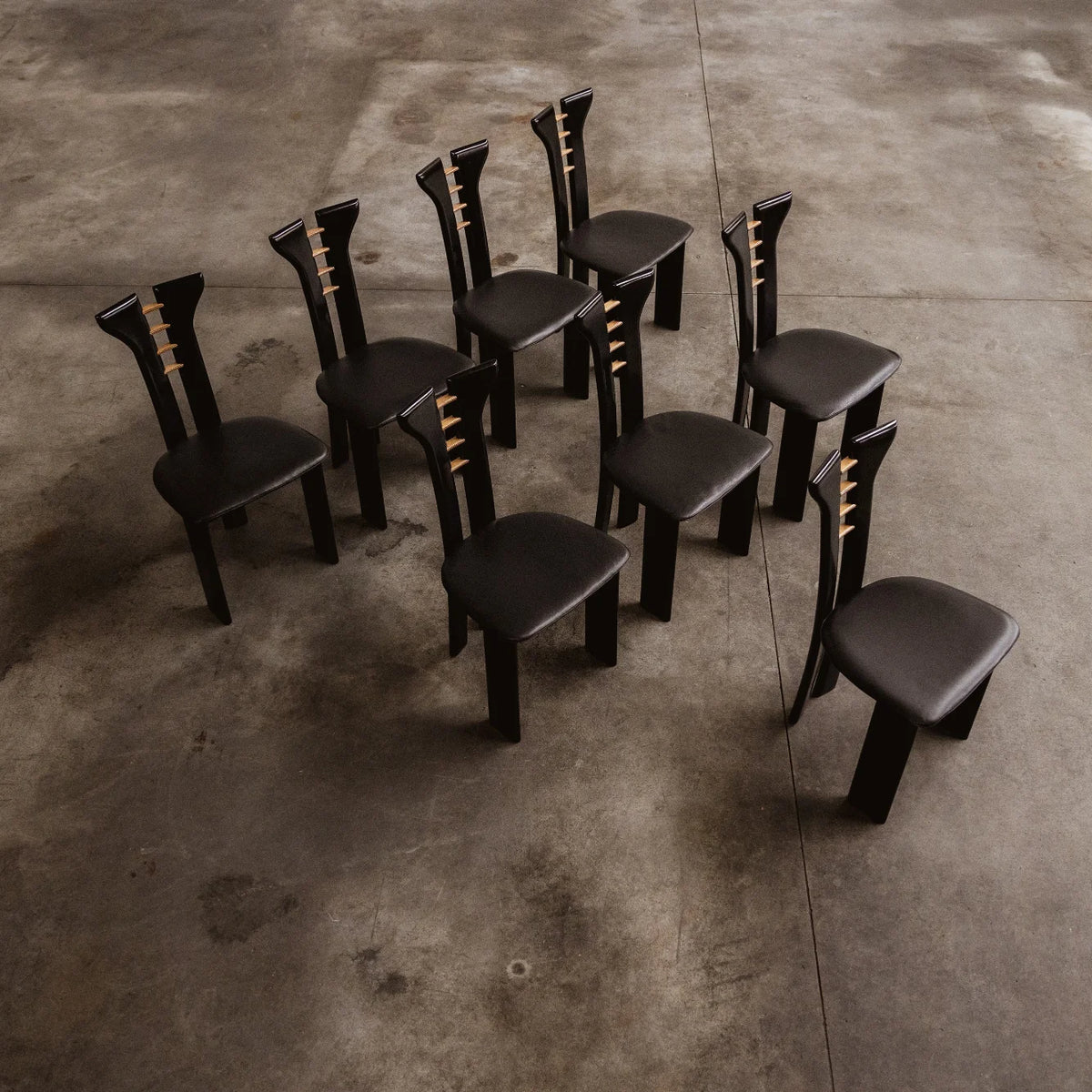 Pierre Cardin Dining Chairs for Roche Bobois, Black Leather, 1970