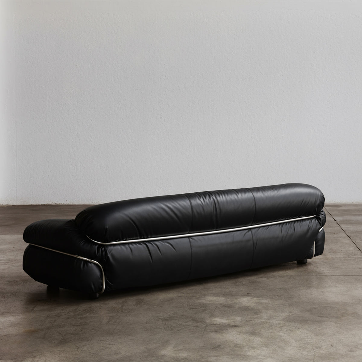 Gianfranco Frattini "Sesann" Sofa for Cassina, Black Leather, 1969