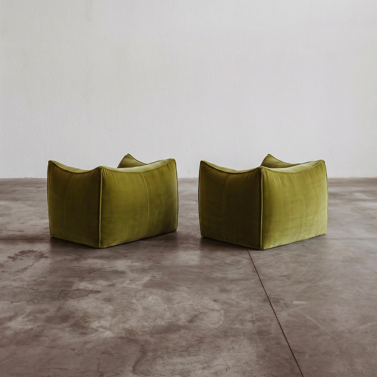 Mario Bellini "Le Bambole" Armchairs for B&B Italia, Olive Green Velvet, 1971, Set of 2