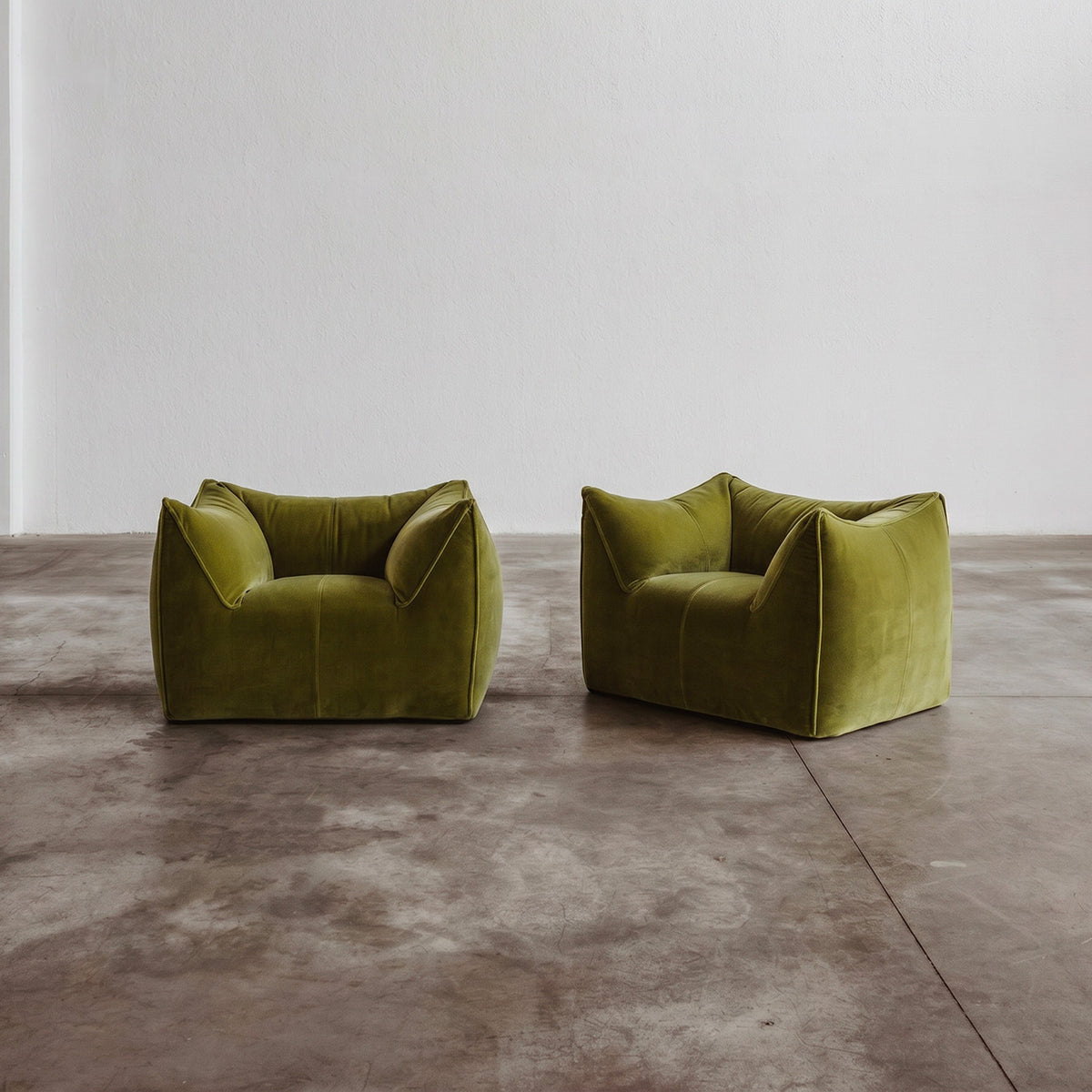 Mario Bellini "Le Bambole" Armchairs for B&B Italia, Olive Green Velvet, 1971, Set of 2