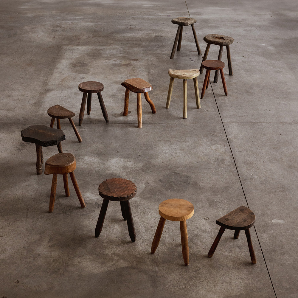 French Sculptural Primitive Stools, 1960, Set of 12