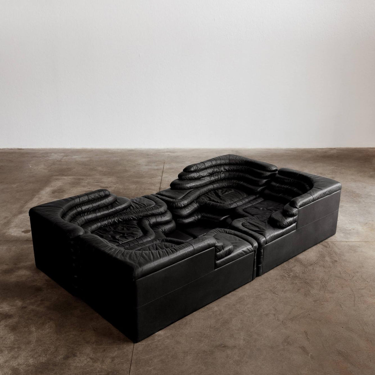 Ubald Klug DS-1025 "Terrazza" Sofa for De Sede, Black Leather, 1974