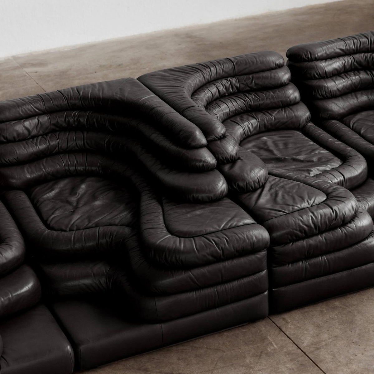 Ubald Klug DS-1025 "Terrazza" Sofa for De Sede, Black Leather, 1974