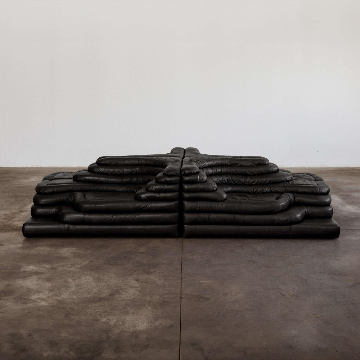 Ubald Klug DS-1025 "Terrazza" Sofa for De Sede, Black Leather, 1974