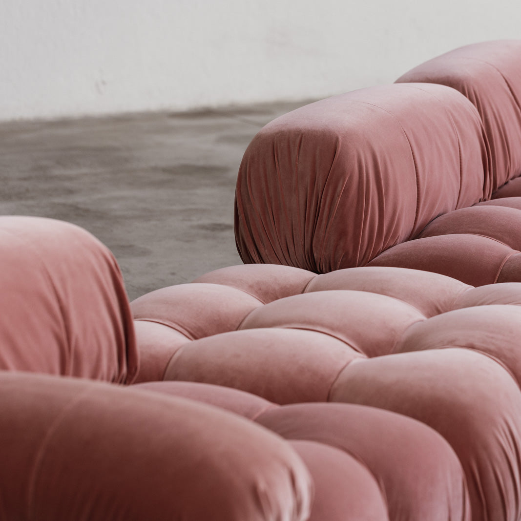 Mario Bellini "Camaleonda" Modular Sofa for B&B Italia, Pink Velvet, 1970, Set of 6