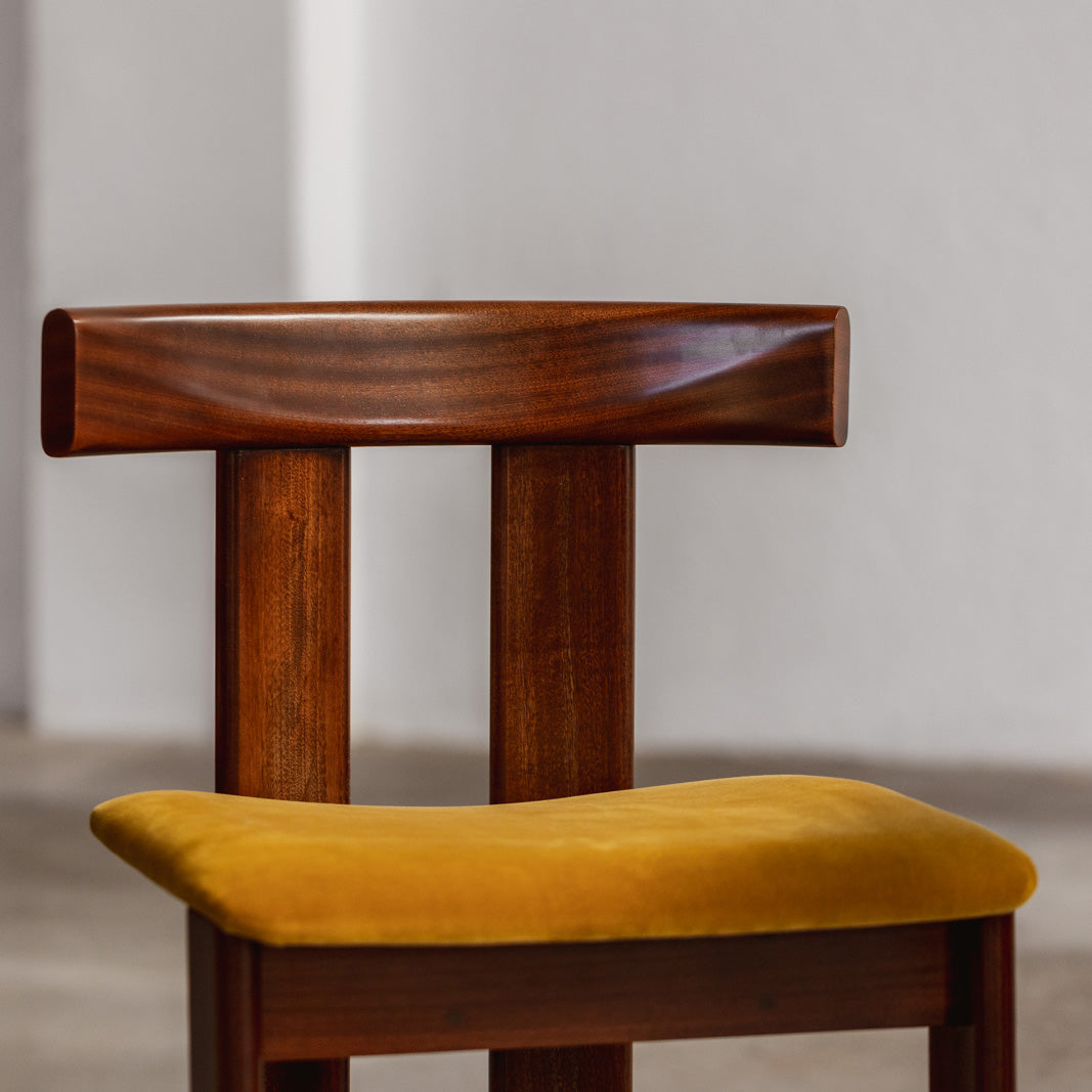 Luigi Vaghi Dining Chairs for Former, Amber Velvet, 1968, Set of 6
