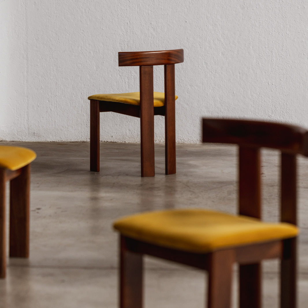 Luigi Vaghi Dining Chairs for Former, Amber Velvet, 1968, Set of 6