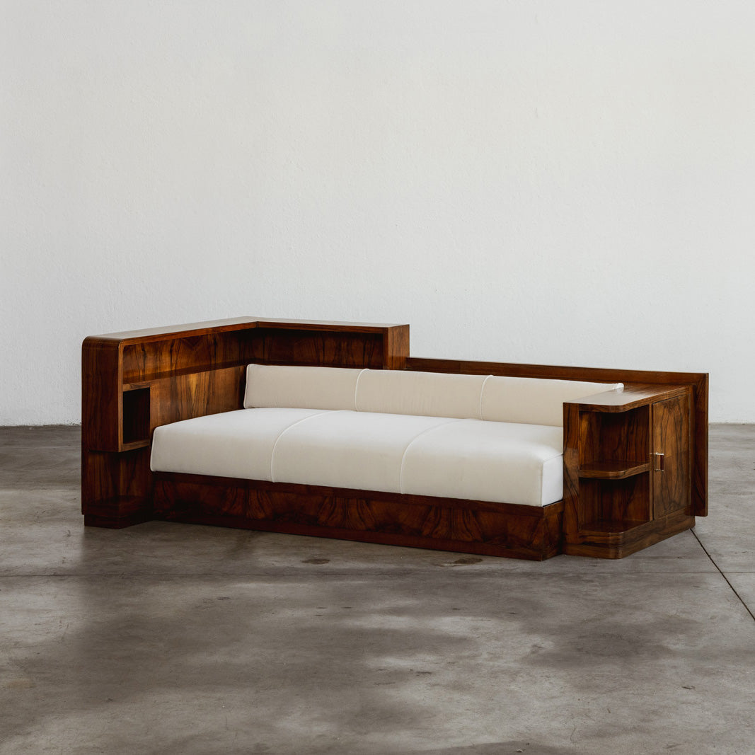 Italian Art Deco Sofas with Integrated Cabinets, 1930s, Set of 2
