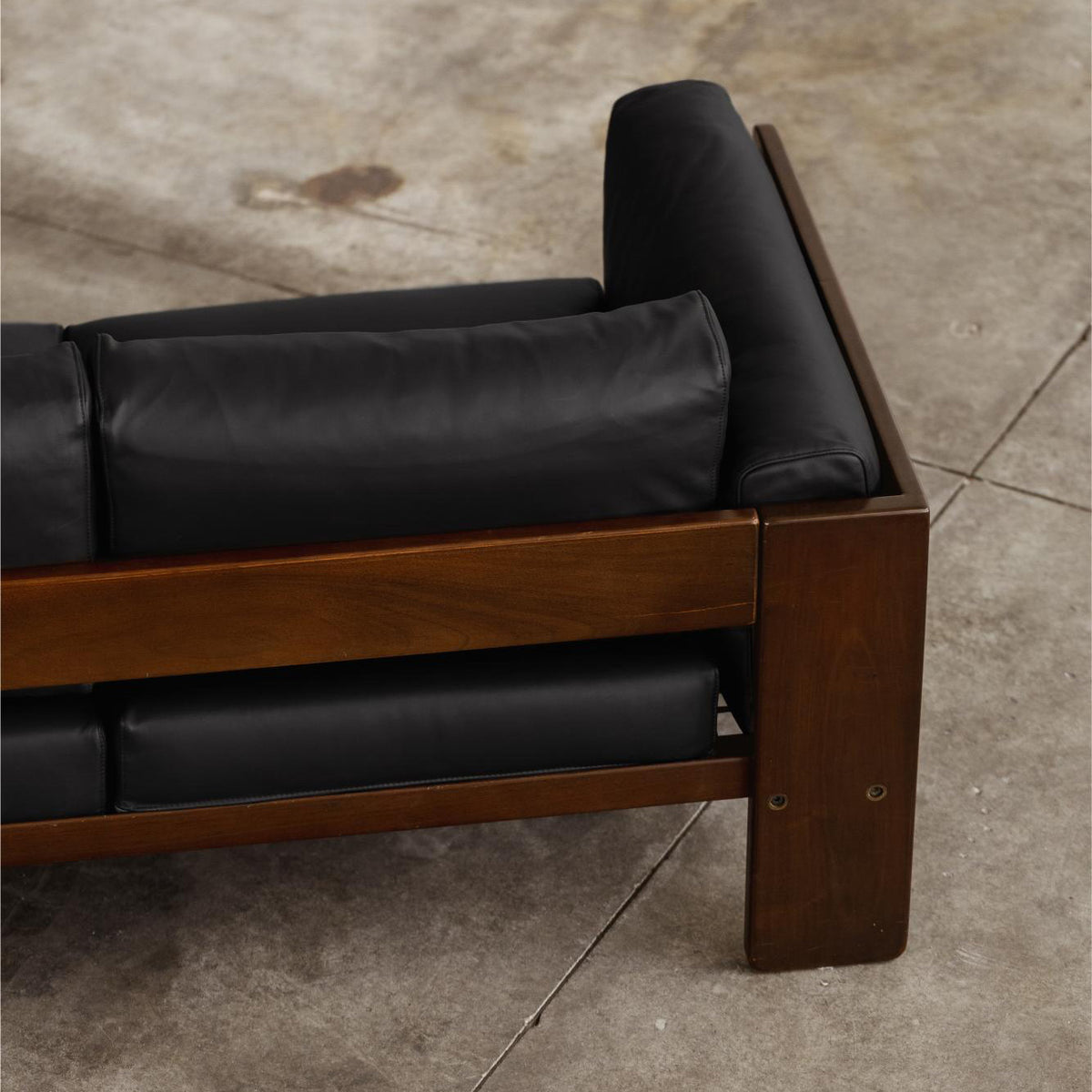 Afra & Tobia Scarpa "Bastiano" Sofa for Gavina, Black Leather, 1962