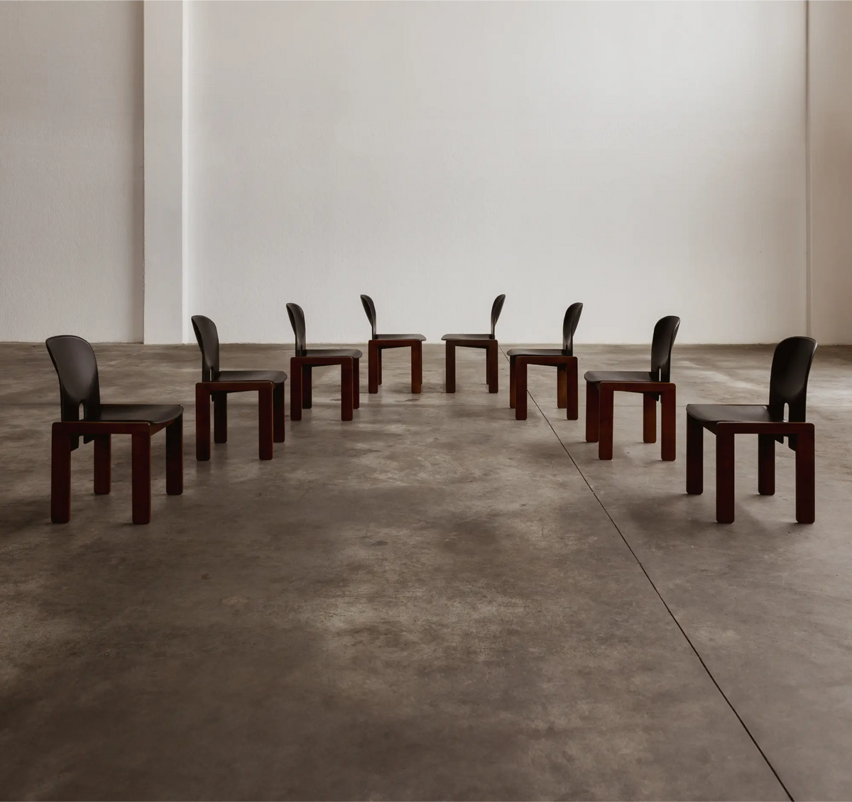 Afra & Tobia Scarpa "121" Dining Chairs for Cassina, black leather, 1965