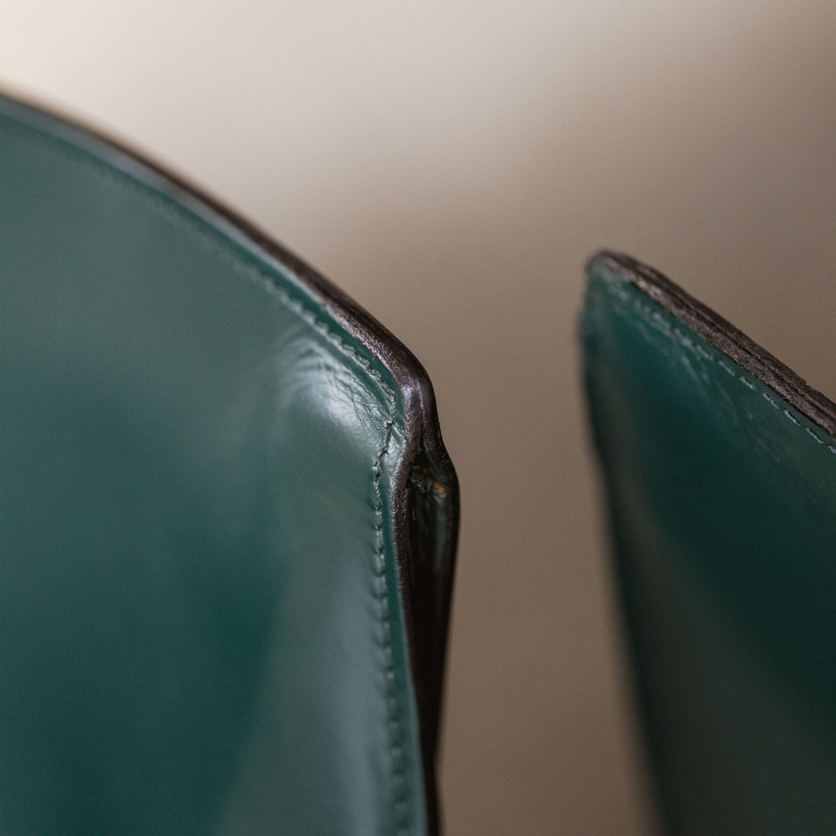 Mario Bellini "CAB 413" Chairs for Cassina, Dark Green Leather, 1977