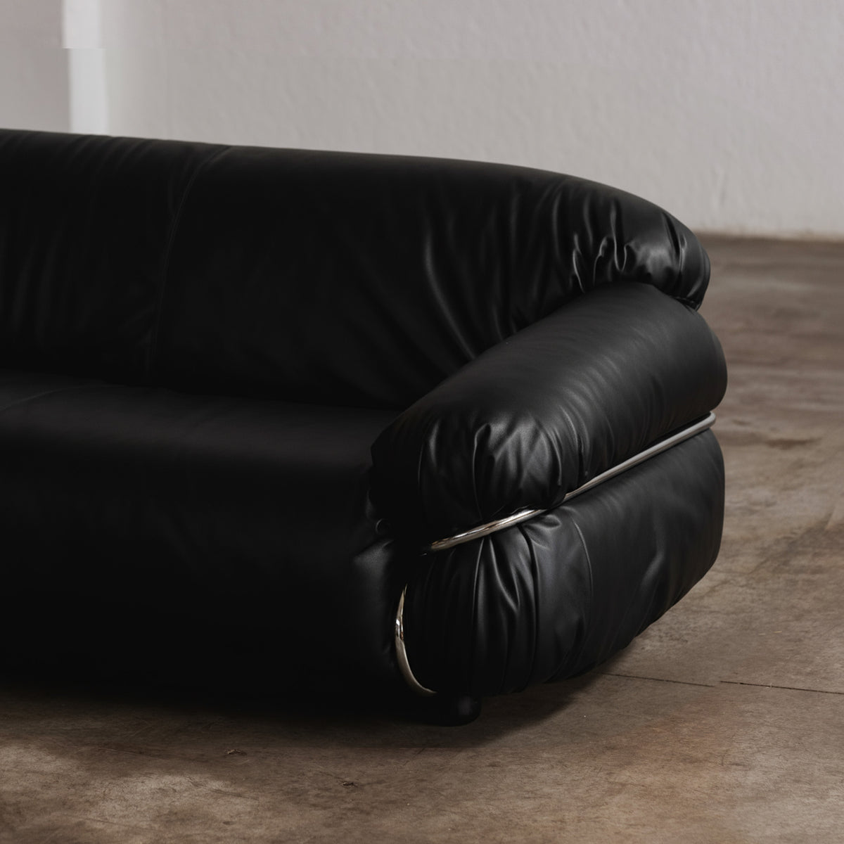 Gianfranco Frattini "Sesann" Sofa for Cassina, Black Leather, 1969