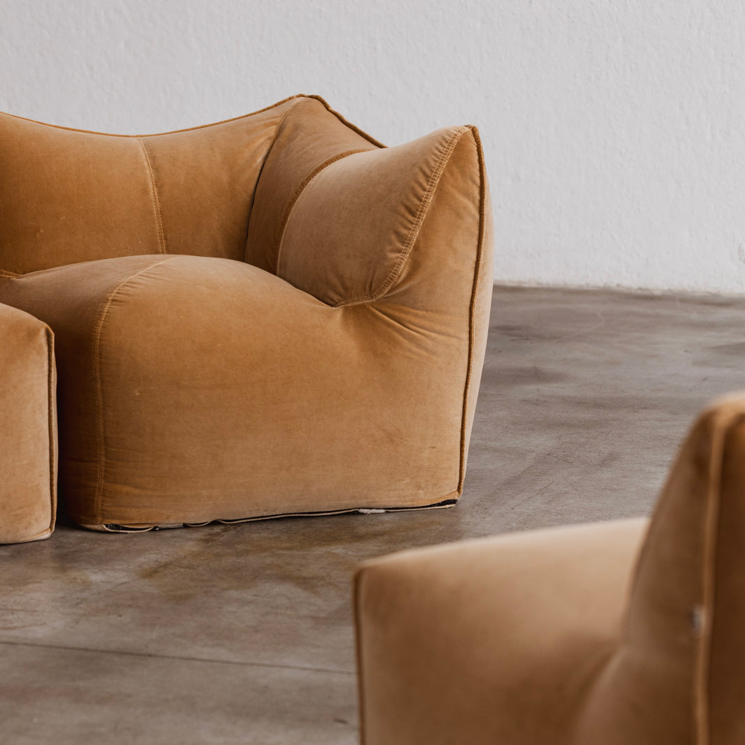 Mario Bellini “Le Bambole” Modular Sofa for B&B Italia, Camel Velvet, 1971, Set of 6