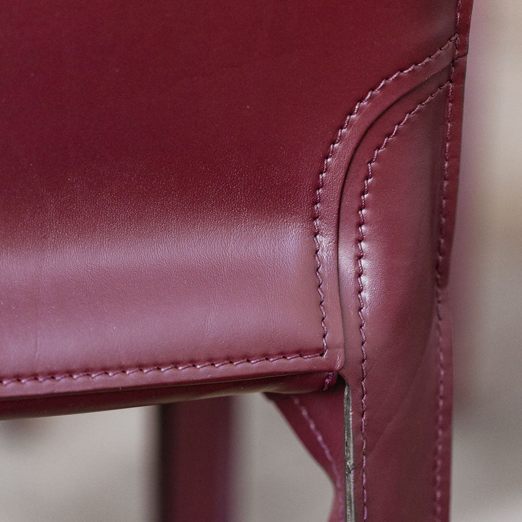 Mario Bellini "CAB 412" Dining Chairs for Cassina, Bordeaux Leather, 1978