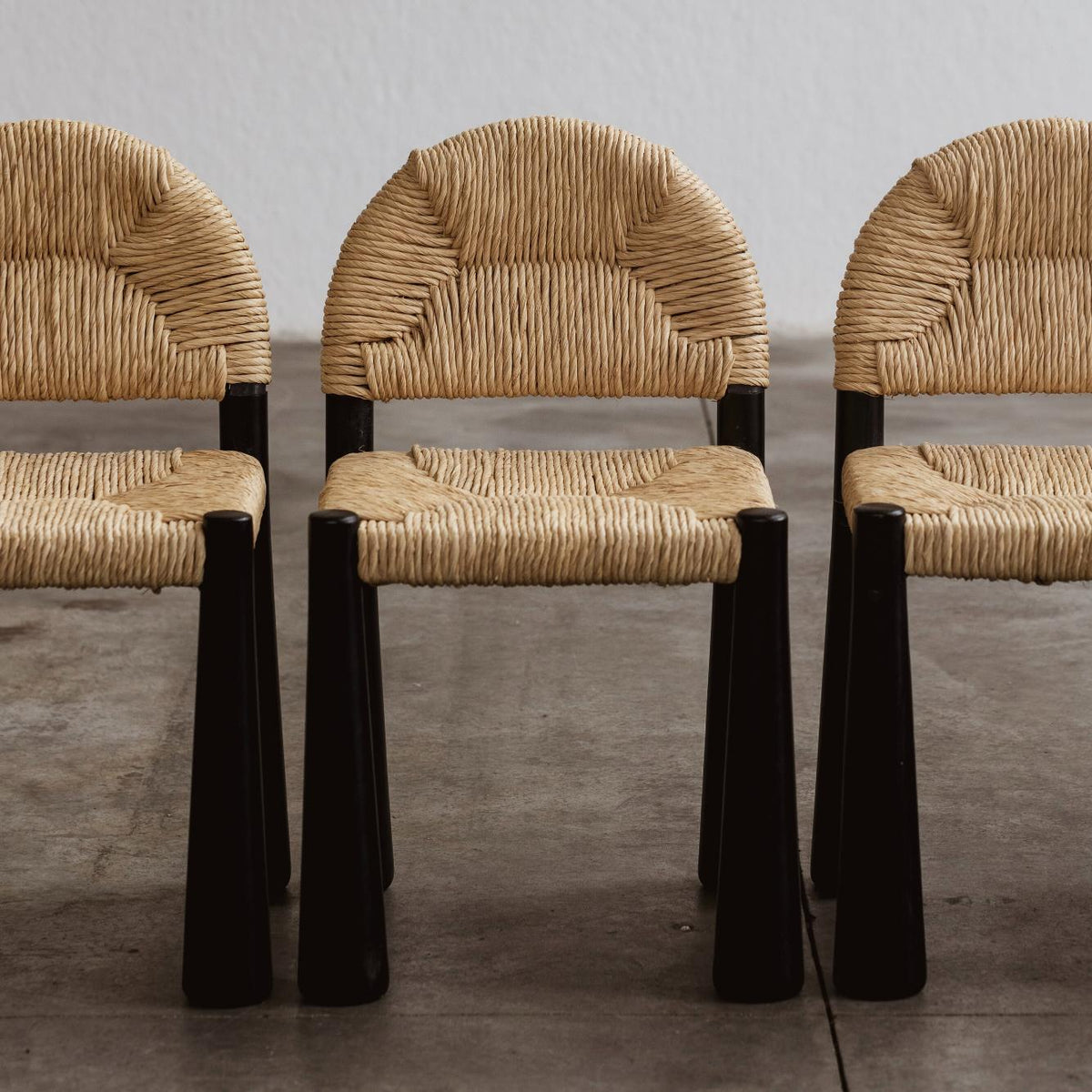 Alessandro Becchi "Toscanolla" Dining Chairs for Giovannetti, Black Ashwood, 1970