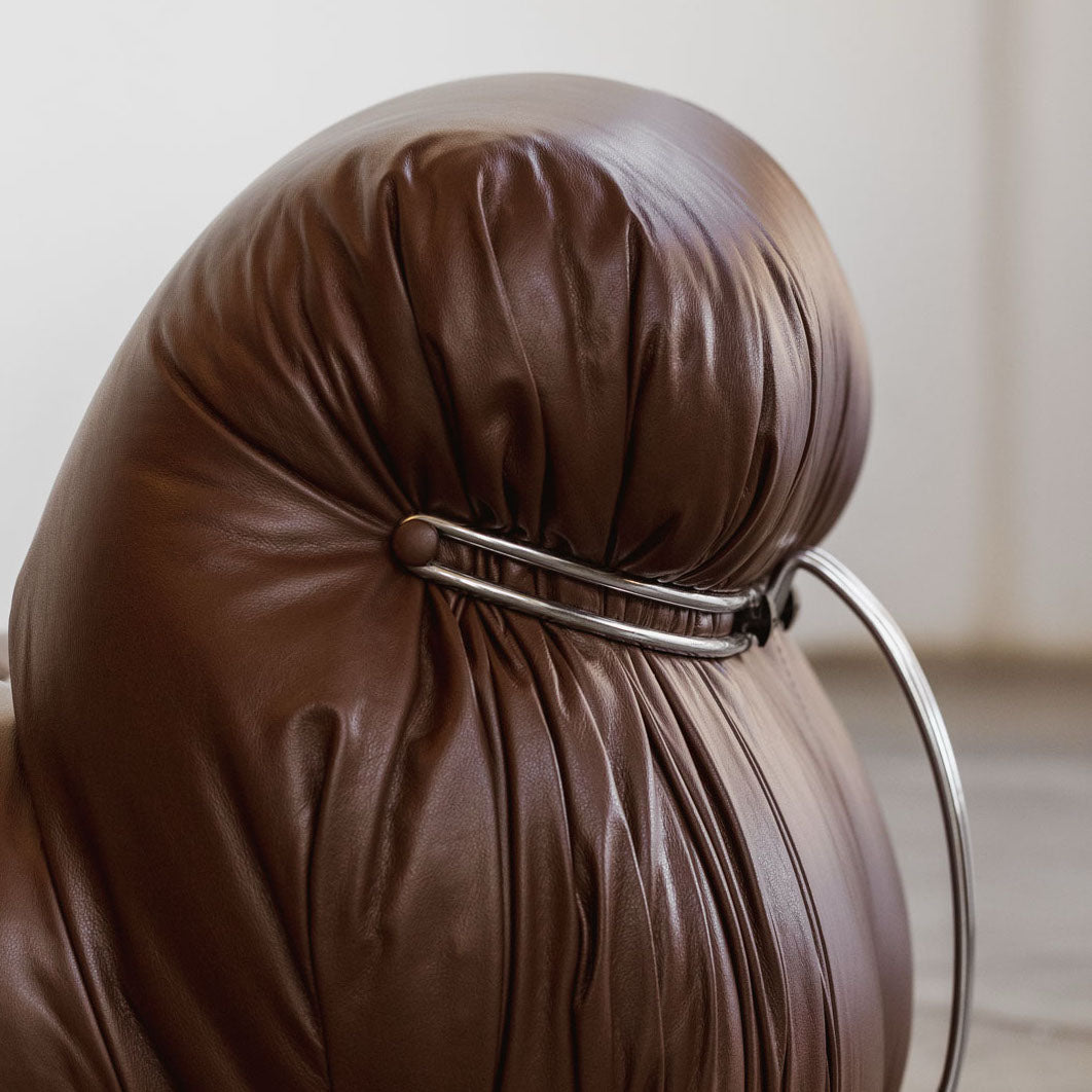 Afra & Tobia Scarpa "Soriana" Easy Chairs for Cassina, Brown Leather, 1969