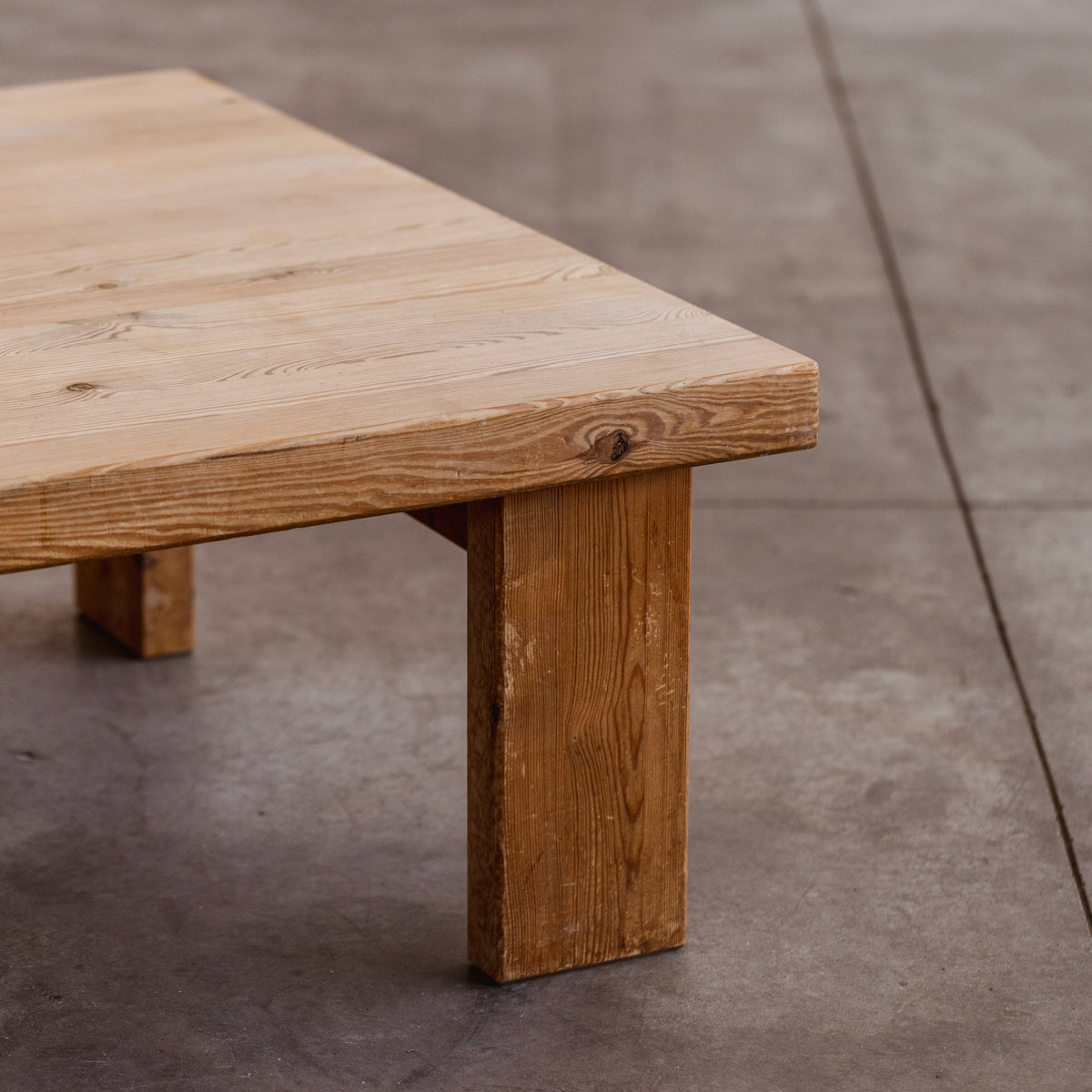 Christian Durupt Solid Coffee Table in Pine Wood, France, 1965